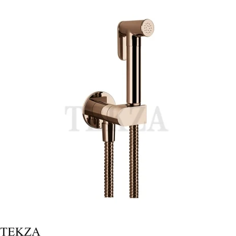 Gessi Гигиенический душ с запорным узлом, выводом воды и держателем 45126-030, медь глянец