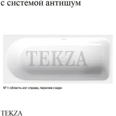 BETTE BetteOcean Ванна, область ног справа, перелив сзади 8852-000, антишум, белый глянец
