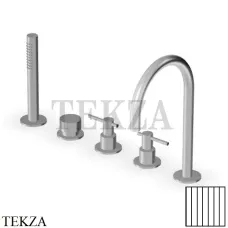 Zucchetti Helm Vertical Смеситель на борт ванны с гарнитуром ZHL511.XG2, brushed stainless steel