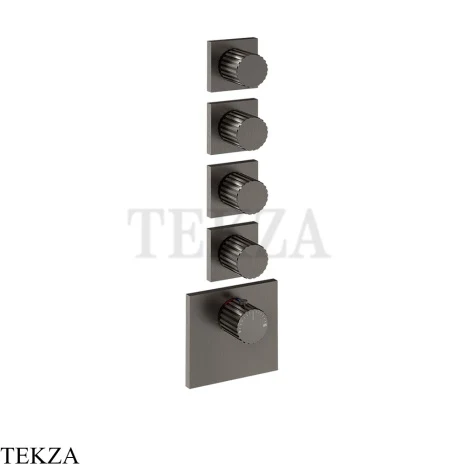 Gessi Incastri Термостат для душа 4 потока, внешняя часть 75308-707, black хром Brush