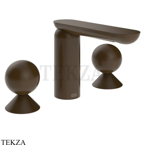 Gessi Perle Смеситель для раковины на 3 отв., без гарнитура 74005-845, бронза Dark Brush