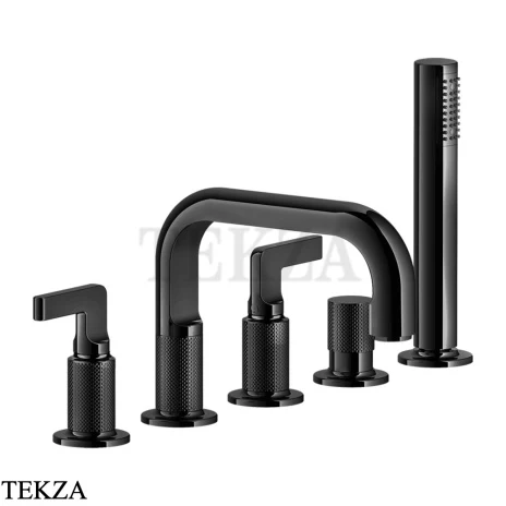 Gessi INCISO Смеситель на борт ванны с изливом, гарнитуром 58040-706, Black Metal PVD