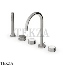 Zucchetti Savoir Смеситель для ванны с душевым гарнитуром ZSV483.C8W, Nickel глянец-белый