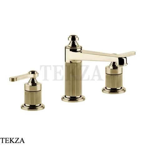 Gessi VENTI20 Смеситель для раковины на 3 отверстия средний, с донным клапаном 65012-710, Brass PVD
