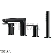 Newform HAKA Смеситель на борт ванны, с гарнитуром, внешняя часть 72082C.01.093, черный матовый