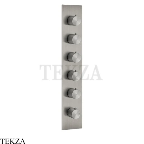 Gessi 316 WELLNESS Термостат 5 выходов на планке, внешняя часть 54520-239, Steel Brushed