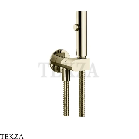 Gessi Гигиенический душ с запорным узлом, выводом воды и держателем 45124-710, шампань глянец