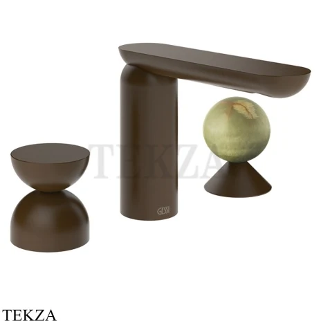 Gessi Perle Смеситель для раковины на 3 отв., без гарнитура 74958-845, бронза Dark Brush