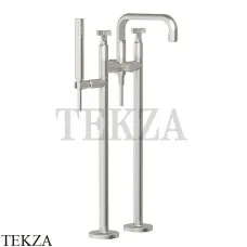 Gessi INCISO+ Смеситель для ванны напольный, с гарнитуром, внешняя часть 58129-149, Finox Brushed Nickel