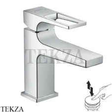 Hansgrohe Metropol Смеситель для раковины 100, с рукояткой-петлей, с донным Push-Open 74500000, хром глянец