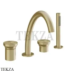 Gessi Origini ACCENT Смеситель для ванны с изливом и гарнитуром 66037-727, Brushed Brass
