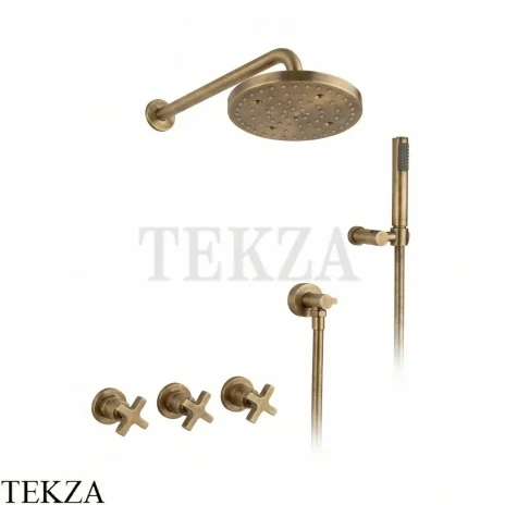 Nicolazzi Monte Croce Душевой комплект, смеситель, верхний душ, ручной душ 2233EXTOG27, Raw Brass