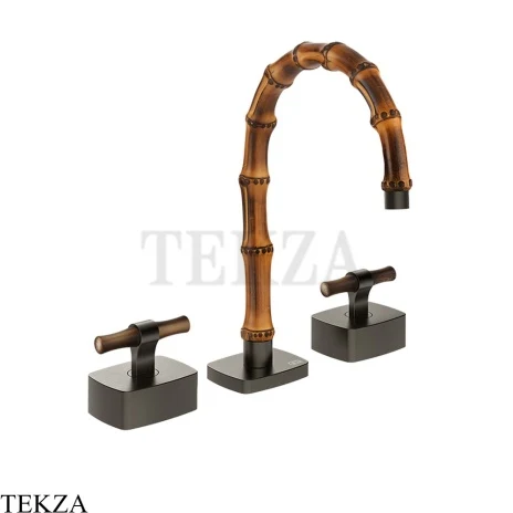 Gessi Jacqueline Смеситель для раковины на 3 отв., без донного клапана 77213-707, black хром Brush
