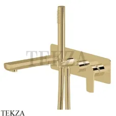 Newform HAKA Смеситель для ванны, с гарнитуром, внешняя часть 72072E.35.099, Silky Gold