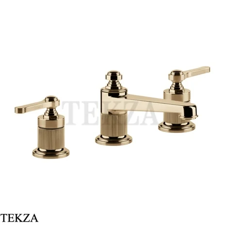 Gessi VENTI20 Смеситель для раковины на 3 отверстия низкий, с донным клапаном 65011-735, Warm Bronze PVD