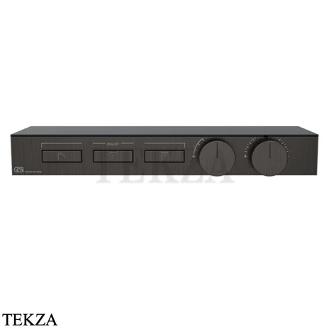 Gessi HI-FI Термостатический смеситель с полочкой, на 3 потока, внешняя часть 63024-707, black хром Brush