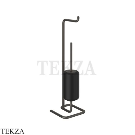 Gessi Goccia Стойка с держателем для туалетной бумаги и ершиком 38068-707, Black Metal Br. PVD