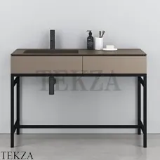 CIELO MILANO Консоль с керамической раковиной и ящиком, Fango-черный