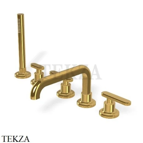 FIMA Carlo Frattini Park Line Смеситель для ванны на борт с гарнитуром F1324OR, золото глянец