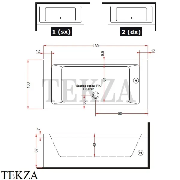 Gruppo Treesse DREAM 181 Акриловая ванна V8311, белый глянец