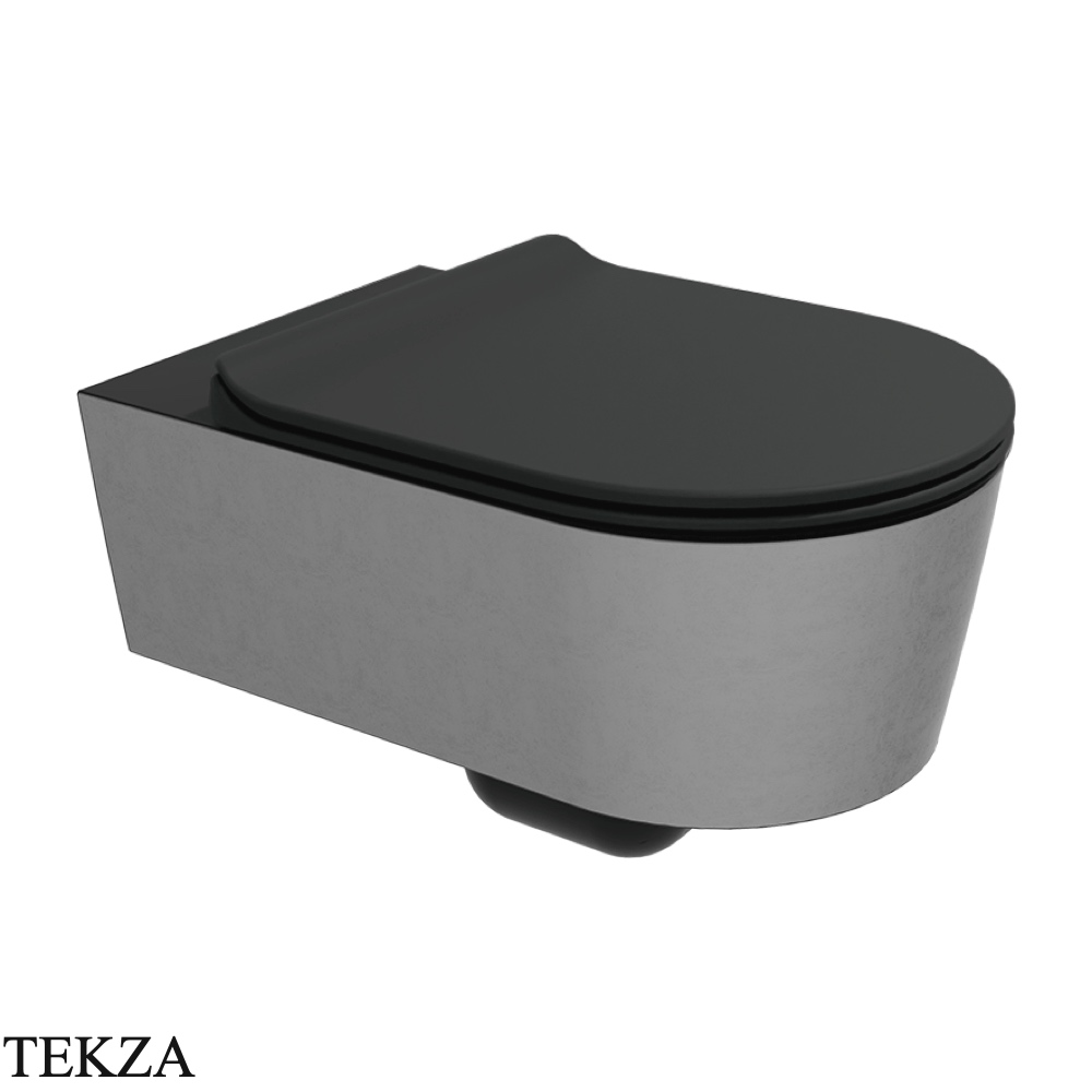 Flaminia LINK унитаз подвесной GoClean чаша без ободка 5051/WCGSCP, серебро / чёрный Silver Black матовый