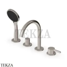 Zucchetti Isy22 Смеситель на борт ванны с гарнитуром 3 режима ZIS512.C3, brushed nickel