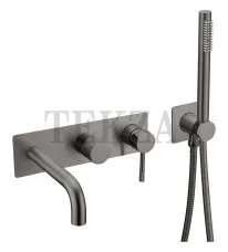 Boheme Uno Смеситель для ванны SET встроенный, с изливом и гарнитуром Uno 464-3-GM Gun Metall