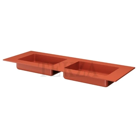 ARMADI ART QUATRO Раковина моноблок двойная 141 см без отверстий под смеситель 793-140-2-T, TERRACOTTA (терракота)