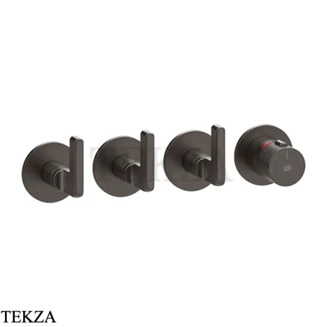 Gessi INCISO SHOWER Термостатический смеситель, 3 потока, внешняя часть 58336-707, Black Metal Brushed PVD