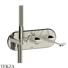 Bossini  APICE Смеситель для ванны c изливом, лейка SLIM,  внешняя часть Z00555.094, никель Brushed