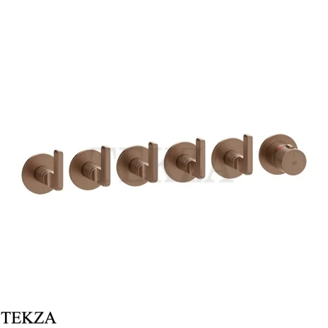 Gessi INCISO SHOWER Термостатический смеситель, 5 потоков, внешняя часть 58340-708, Copper Brushed PVD