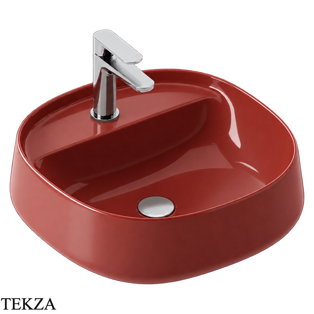 ArtCeram Whisky раковина накладная круглая The.Saniglaze с 1 отверстием WHL001 68 34, Paprika глянец