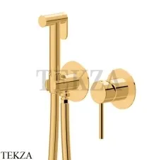 Newform Гигиенический душ с держателем, смеситель, внешняя часть 885.61.020, золото глянец
