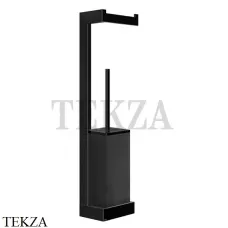 Gessi Rettangolo Стойка настенная с бумагодержателем и ершиком, черный 20868-706, Black Metal PVD