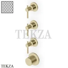 Zucchetti Helm Diagonal Термостат для душа на 3 потока, внешняя часть ZHL803.XP31G3, brushed british gold PVD