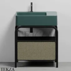 CIELO MARCEL Консоль напольная с ящиком Tinto nero, раковина Smeraldo