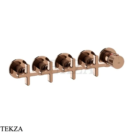 Gessi INCISO SHOWER Термостатический смеситель, 4 потока, внешняя часть 58438-030, Copper PVD