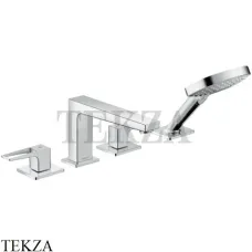 Hansgrohe Metropol Смеситель на борт ванны на 4 отверстия, с рукояткой-петлей, внешняя часть 74553000, хром глянец