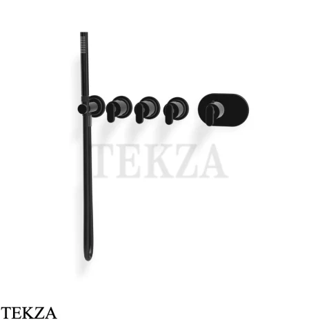 FIMA Carlo Frattini Park Line Термостат для ванны и душа, 3 потока, внешняя часть F1368X3CS, brushed black chrome