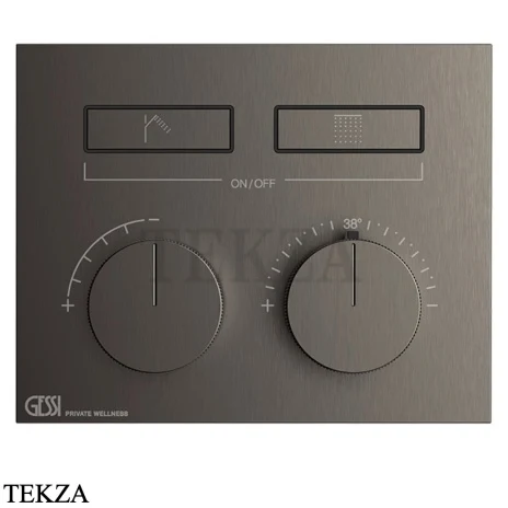 Gessi HI-FI Термостатический смеситель на 2 потока, внешняя часть 63004-707, black хром Brush