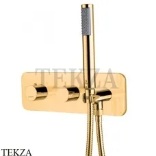 Bossini Teo Термостат для душа 2 потока с гарнитуром, комплект Z005351.021, Золото глянец
