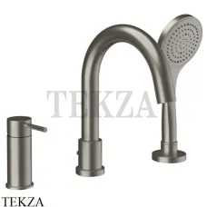Gessi Emporio Via Tortona Смеситель для ванны на 3 отверстия с переключателем 18637-149, Finox Brushed Nickel