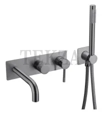 Boheme Uno Смеситель для ванны SET встроенный, с изливом и гарнитуром Uno 464-3-SGM Shine Gun Metall