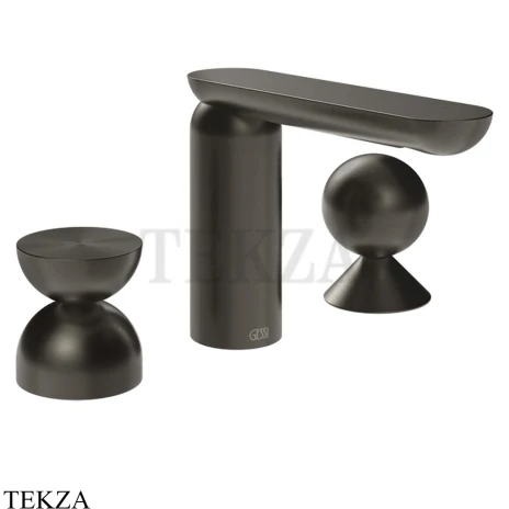Gessi Perle Смеситель для раковины на 3 отв., без гарнитура 74908-707, black хром Brush