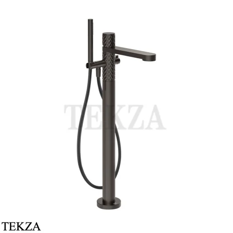 Gessi Pelle Tresse Смеситель для ванны напольный, с гарнитуром, 78028-707, Black Metal Brushed PVD