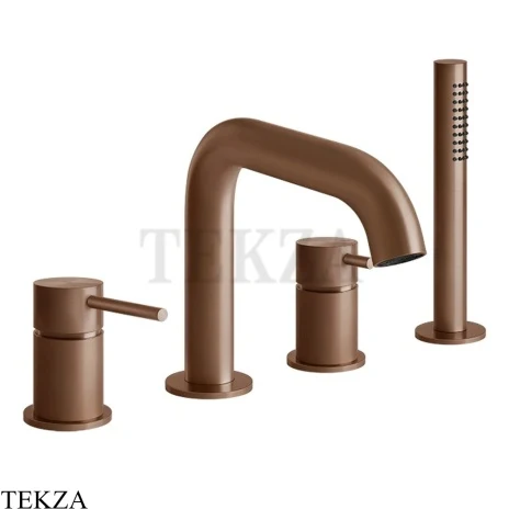 Gessi 316 BATH Смеситель для ванны на 4 отверстия 54037-708, Copper Brushed PVD