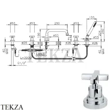 Nicolazzi M.CROCE Смеситель для ванны с ручной лейкой, 2224CR27, хром