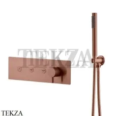 Boheme FUSION Смеситель для душа, 3 потока, с гарнитуром 130-SYS-CB, Copper Brushed