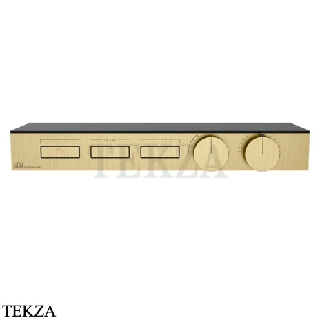 Gessi HI-FI Термостатический смеситель с полочкой, на 3 потока, внешняя часть 63024-727, шампань Brushed