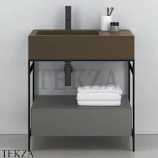 CIELO NARCISO MINI Консоль с керамической раковиной и ящиком, Cacao-черный